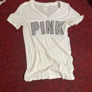 pink v neck tee shirt
